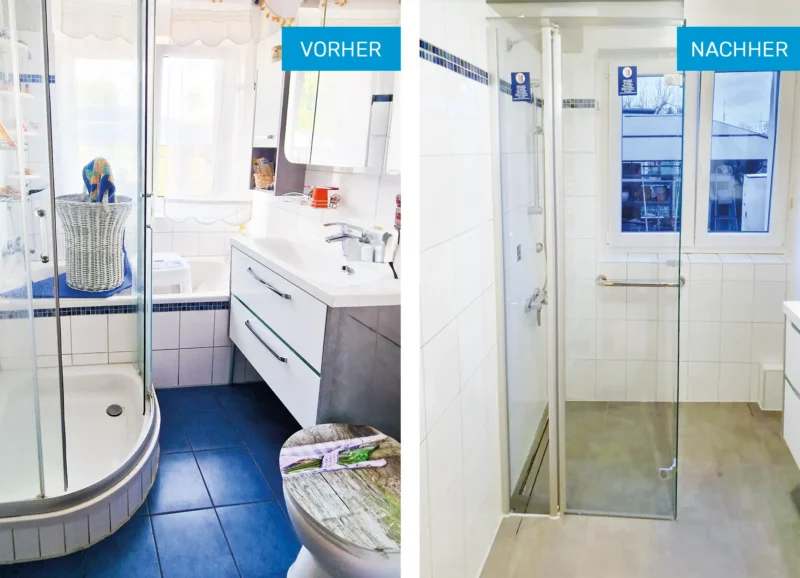 Vorher nachher Badewanne zu ebenerdiger Dusche